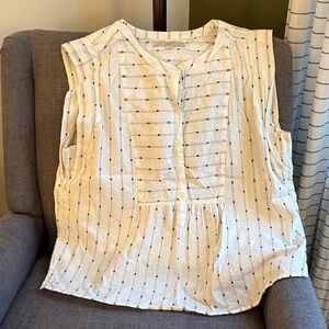 LOFT Sleeveless Creamy White and Charcoal Striped Women's Top